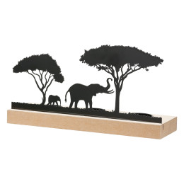 Κηροπήγιο ρεσώ Μοτίφ ελέφαντα Μεταλλικό Μαύρο Φυσικά Χρώματα 2 Ποικιλία 24X7X13Cm 24X7X13Cm