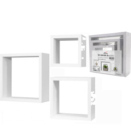 Σετ Ραφιών Κύβοι Λευκό Ξύλο 35x35x12cm/30x30x12cm/25x25x12cm 3Τμχ