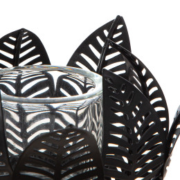 Κηροπήγιο ρεσώ Φύλλο Μοτίφ Μεταλλικό Μαύρο 18X18X9Cm 18X18X9Cm