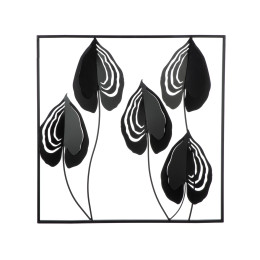 Ανάγλυφο τοίχου Μοτίβο φύλλου μεταλλικό μαύρο 55X2X55Cm 55X2X55Cm
