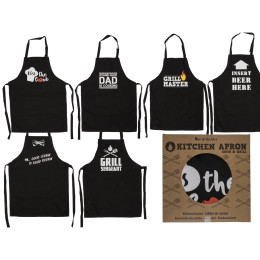 Ποδιά Κουζίνας ‘Cook & Grill’ Μαύρο Βαμβακερό 80x60cm Σε 6 Σχέδια