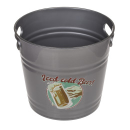 Δοχείο Πάγου ‘Iced Cold Beer!’ Με Χερούλια Γκρι Μέταλλο 6lt