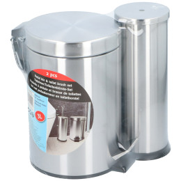 Κάδος Πεντάλ 3L και Βούρτσα Τουαλέτας Ανοξείδωτο Ατσάλι 2Τμχ