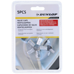 Καπάκια Βαλβίδων Ασημί Αλουμίνιο DUNLOP 5Τμχ