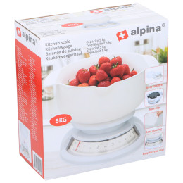 Ζυγαριά Κουζίνας 5kg Λευκή ALPINA