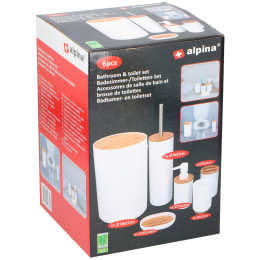 Σετ Μπάνιου και Τουαλέτας 6Τμχ Λευκό ALPINA