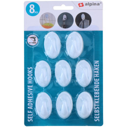 Αυτοκόλλητοι Γάντζοι Τοίχου 4/6/8Τμχ Λευκοί