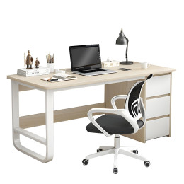 Γραφείο ArteLibre MERGELLUS Φυσικό/Λευκό MDF/Μέταλλο 120x50x74cm