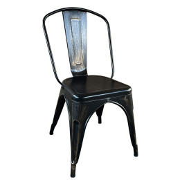 Καρέκλα ArteLibre Βιομηχανικού Τύπου Vintage TOLIKO Μαύρο Αντικέ Μέταλλο 44x49x84cm