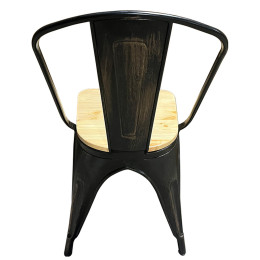 Καρέκλα ArteLibre Βιομηχανικού Τύπου Vintage TOLIKO II Μαύρο Αντικέ/Φυσικό Μέταλλο/Ξύλο 45x53x85cm