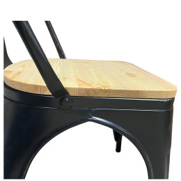 Καρέκλα ArteLibre Βιομηχανικού Τύπου Vintage TOLIKO II Μαύρο Αντικέ/Φυσικό Μέταλλο/Ξύλο 45x53x85cm