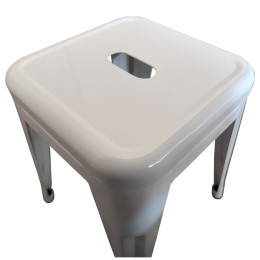 Σκαμπό ArteLibre Βιομηχανικού Τύπου Vintage VELINO Λευκό Μέταλλο 38x38x45cm