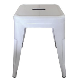 Σκαμπό ArteLibre Βιομηχανικού Τύπου Vintage VELINO Λευκό Μέταλλο 38x38x45cm