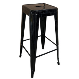 Σκαμπό Bar ArteLibre Βιομηχανικού Τύπου Vintage SILANO Μαύρο Μέταλλο 42x42x76cm