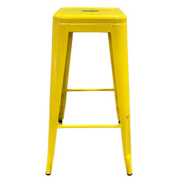 Σκαμπό Bar ArteLibre Βιομηχανικού Τύπου Vintage SILANO Κίτρινο Μέταλλο 42x42x76cm