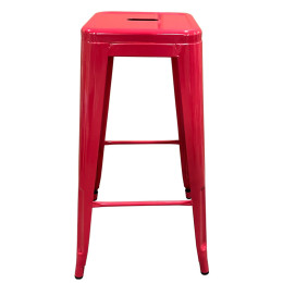 Σκαμπό Bar ArteLibre Βιομηχανικού Τύπου Vintage SILANO Κόκκινο Μέταλλο 42x42x76cm