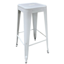 Σκαμπό Bar ArteLibre Βιομηχανικού Τύπου Vintage SILANO Λευκό Μέταλλο 42x42x76cm