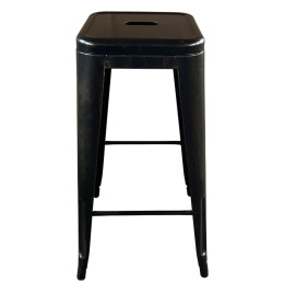 Σκαμπό Bar ArteLibre Βιομηχανικού Τύπου Vintage SILANO Μαύρο Αντικέ Μέταλλο 42x42x76cm