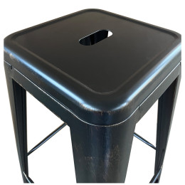 Σκαμπό Bar ArteLibre Βιομηχανικού Τύπου Vintage SILANO Μαύρο Αντικέ Μέταλλο 42x42x76cm