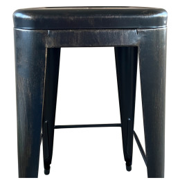 Σκαμπό Bar ArteLibre Βιομηχανικού Τύπου Vintage SILANO Μαύρο Αντικέ Μέταλλο 42x42x76cm