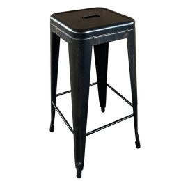 Σκαμπό Bar ArteLibre Βιομηχανικού Τύπου Vintage SILANO Μαύρο Αντικέ Μέταλλο 42x42x76cm