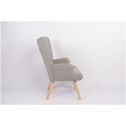 Πολυθρόνα ArteLibre MARION Γκρι Ύφασμα Μπουκλέ/Ξύλο 73x69x96cm