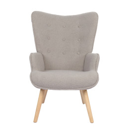 Πολυθρόνα ArteLibre MARION Γκρι Ύφασμα Μπουκλέ/Ξύλο 73x69x96cm