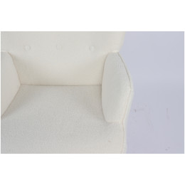 Πολυθρόνα ArteLibre MARION Λευκό Ύφασμα Μπουκλέ/Ξύλο 73x69x96cm