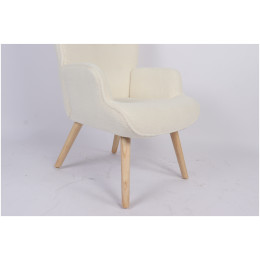 Πολυθρόνα ArteLibre MARION Λευκό Ύφασμα Μπουκλέ/Ξύλο 73x69x96cm