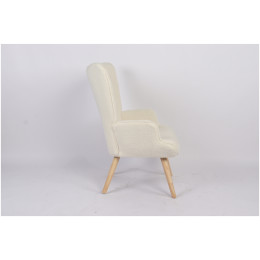 Πολυθρόνα ArteLibre MARION Λευκό Ύφασμα Μπουκλέ/Ξύλο 73x69x96cm