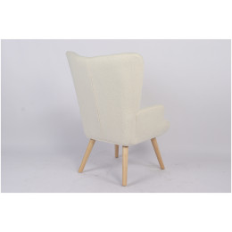 Πολυθρόνα ArteLibre MARION Λευκό Ύφασμα Μπουκλέ/Ξύλο 73x69x96cm