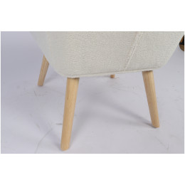 Πολυθρόνα ArteLibre MARION Λευκό Ύφασμα Μπουκλέ/Ξύλο 73x69x96cm
