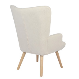 Πολυθρόνα ArteLibre MARION Λευκό Ύφασμα Μπουκλέ/Ξύλο 73x69x96cm