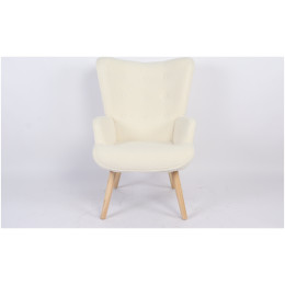 Πολυθρόνα ArteLibre MARION Λευκό Ύφασμα Μπουκλέ/Ξύλο 73x69x96cm