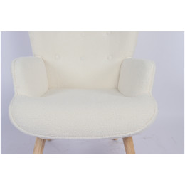 Πολυθρόνα ArteLibre MARION Λευκό Ύφασμα Μπουκλέ/Ξύλο 73x69x96cm