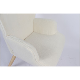 Πολυθρόνα ArteLibre MARION Λευκό Ύφασμα Μπουκλέ/Ξύλο 73x69x96cm