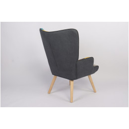 Πολυθρόνα ArteLibre BRIAR Κίτρινο/Μπλε Patchwork Ύφασμα/Ξύλο 73x69x96cm