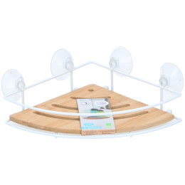 Ράφι Μπάνιου Γωνιακό Λευκό/Μπαμπού