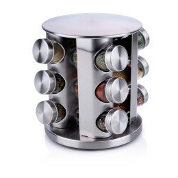 Βάση Μπαχαρικών Περιστρεφόμενη Ασημί Μεταλλική/Γυάλινη 19x23cm ALPINA