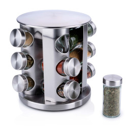 Βάση Μπαχαρικών Περιστρεφόμενη Ασημί Μεταλλική/Γυάλινη 19x23cm ALPINA