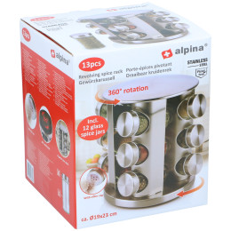 Βάση Μπαχαρικών Περιστρεφόμενη Ασημί Μεταλλική/Γυάλινη 19x23cm ALPINA