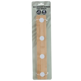 Κρεμάστρα Τοίχου 4 Θέσεων Αυτοκόλλητη Μπαμπού Σε 2 Χρώματα