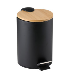 Κάδος Μπάνιου Πεντάλ Μαύρο/Λευκό Με Καπάκι Μπαμπού Σε 2 Χρώματα