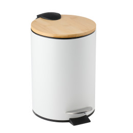 Κάδος Μπάνιου Πεντάλ Μαύρο/Λευκό Με Καπάκι Μπαμπού Σε 2 Χρώματα