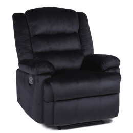 Πολυθρόνα Ανακλινόμενη ArteLibre CARINAE Μαύρο Βελούδο 93x90x100cm