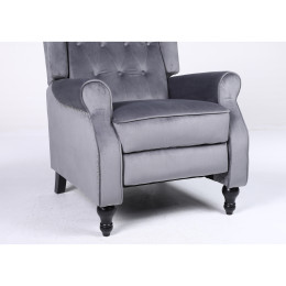 Πολυθρόνα Ανακλινόμενη ArteLibre ALNAIR Γκρι Βελούδο 78x85x104cm