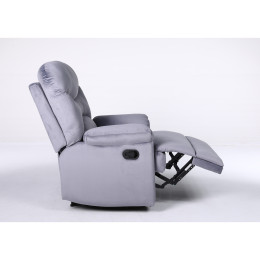 Πολυθρόνα Ανακλινόμενη ArteLibre NASHIRA Γκρι Βελούδο 88x90x99cm