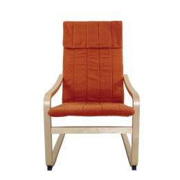 Πολυθρόνα ArteLibre NORDVIK Πορτοκαλί/Φυσικό Ύφασμα/Ξύλο 60x71x105cm