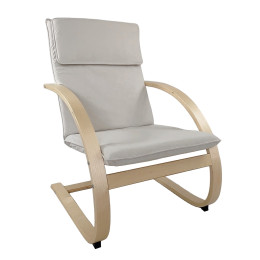 Πολυθρόνα ArteLibre VESNA Μπεζ/Φυσικό Ύφασμα/Ξύλο 67x78x92cm