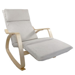 Πολυθρόνα Κουνιστή ArteLibre LUNDRA Μπεζ/Φυσικό Ύφασμα/Ξύλο 67x127x91cm